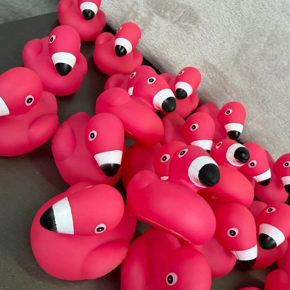 Pink Flamingo Rubber Ducks Bulk Set Jeep Ducking Tropical Bath Toys 26